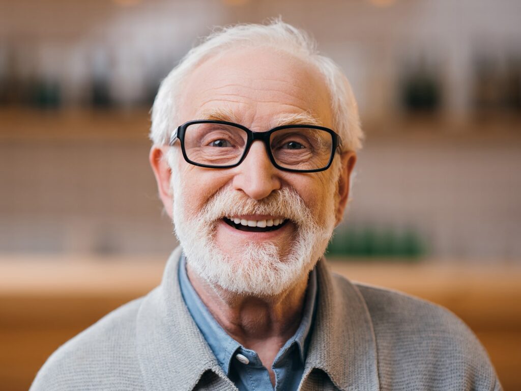 Elderly man smiling